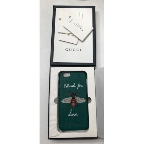 NIB $400 AUTHENTIC GUCCI LIMITED EDITION SUPREME GREEN BEE CARD PHONE CASE 7 / 8 - Picture 2 of 4